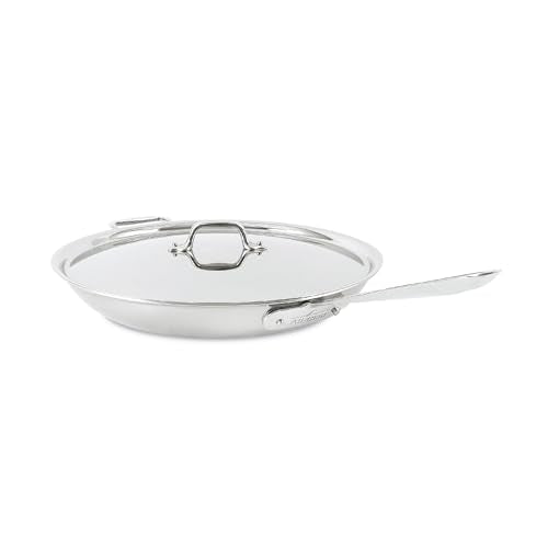 All-Clad D5 5-Ply Brushed Stainless Steel Fry Pan With Lid, 14 Inch, Compatible With Any Stovetop Including Induction, Oven Broiler Safe 600F, Pots and Pans, Frying Pan, Skillet, Cookware, Silver
