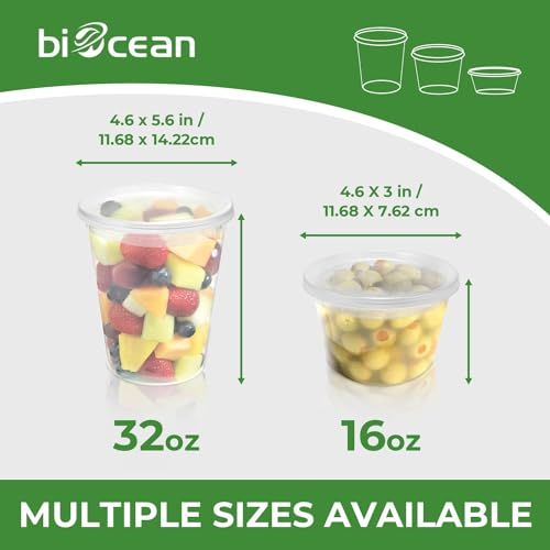 16 Oz Reusable Deli Containers with Lids, BPA-Free Plastic Food Storage, 50 Set Z8788