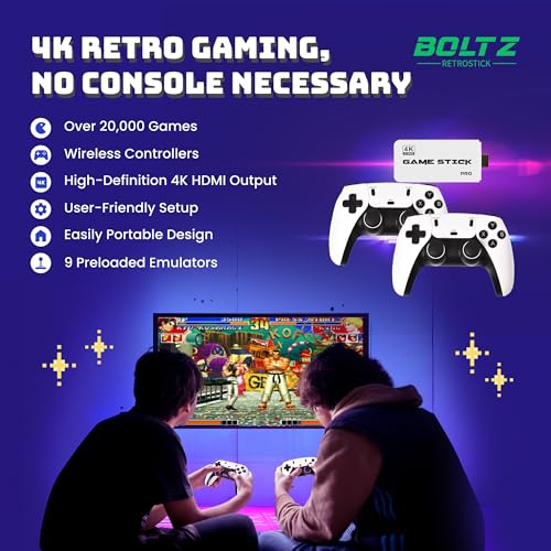 Boltz Retro Stick Gaming Console with 40,000+ Games, 2 Wireless Controllers C756