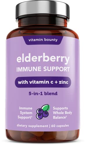 Organic Elderberry Capsules with Vitamin C and Zinc for Immune Support q7x