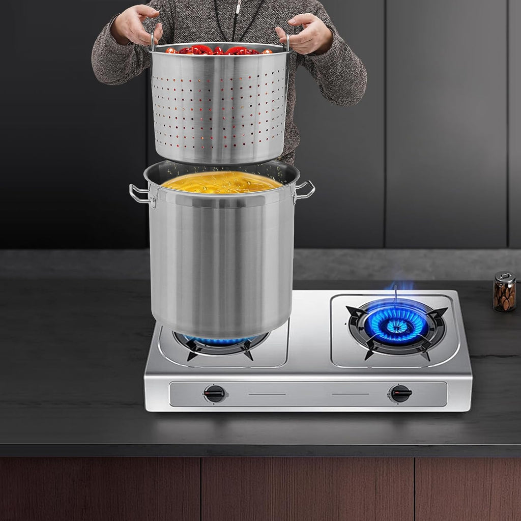 36 QT Stainless Steel Stock Pot with Handle for Seafood Boil D8746