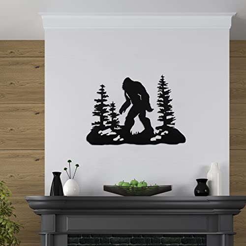 Bigfoot Yard Statue Metal Wall Decor Black 7k