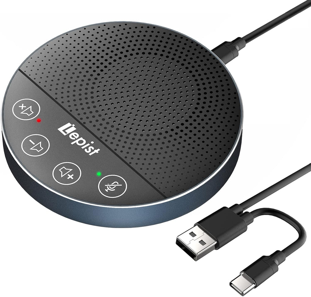 USB Speakerphone - Lepist LE2103N Computer Speakers with Microphone, Conference Call Speaker with Microphone for Zoom, Skype, 360° Voice Pickup, Plug and Play