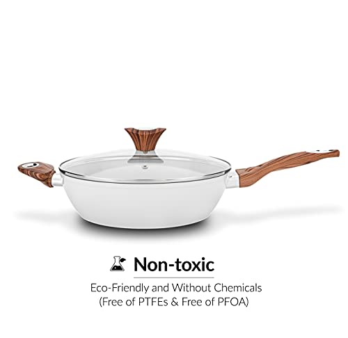 Phantom Chef 11" Deep Frypan 5 Qt Wok, Non-Stick Ceramic Coating, Navy X2103