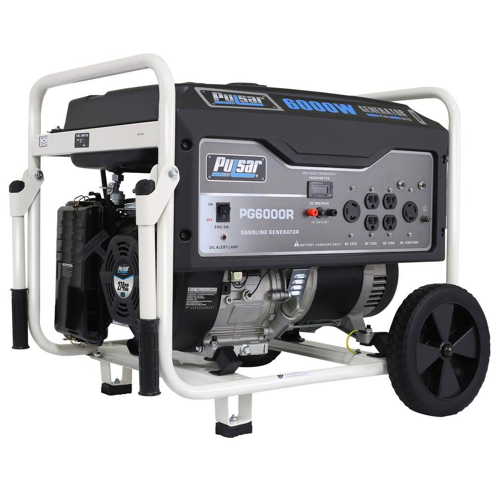 Pulsar 6,000 Peak Watt Gas-Powered Carb Approved Portable Generator