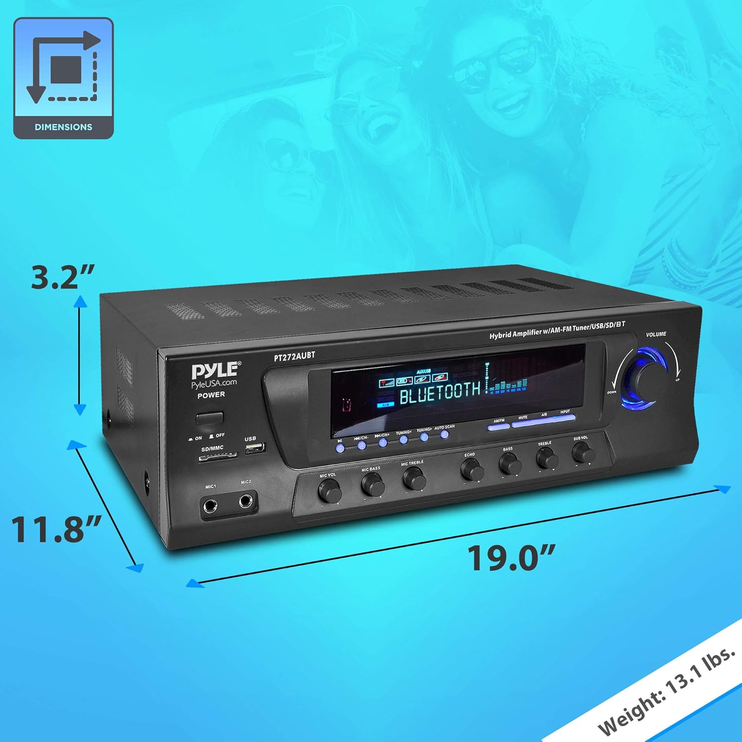 Wireless Bluetooth 4-Channel Home Theater Amplifier 300W k7