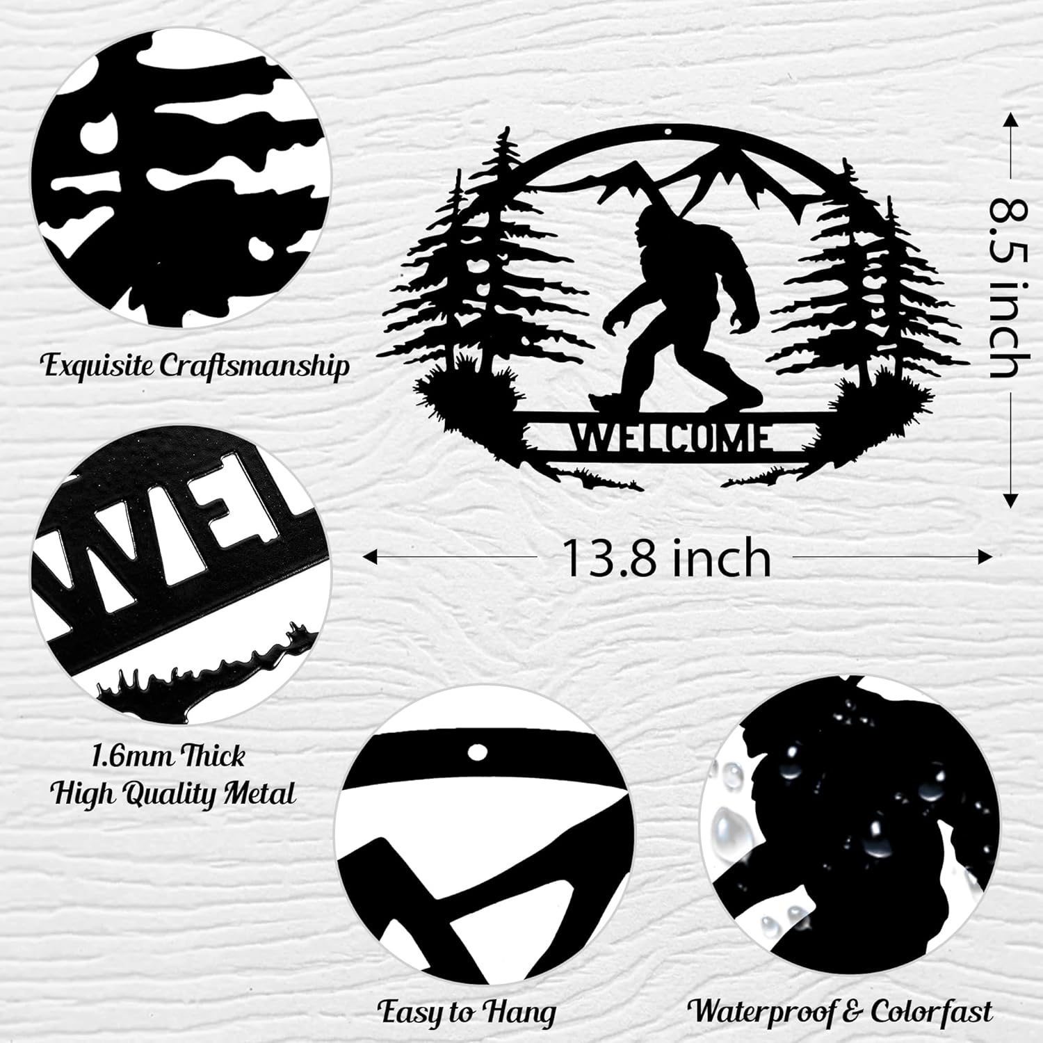 Bigfoot Metal Welcome Sign Wall Art 14 Inch k7