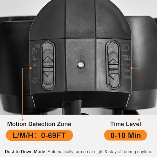 15W 1500 Lumen LED Security Light with Motion Sensor, IP65 Waterproof, Dual-Head, Black D1993