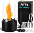 Tabletop Fire Pit [Up to 4h Burning Time] - Indoor Fire Pit, Good for Indoor/Outdoor Use, Black and White Stone Design, Portable Indoor Fire Pit Tabletop - Table Top Fireplace, Fire Pit Table - RANCY