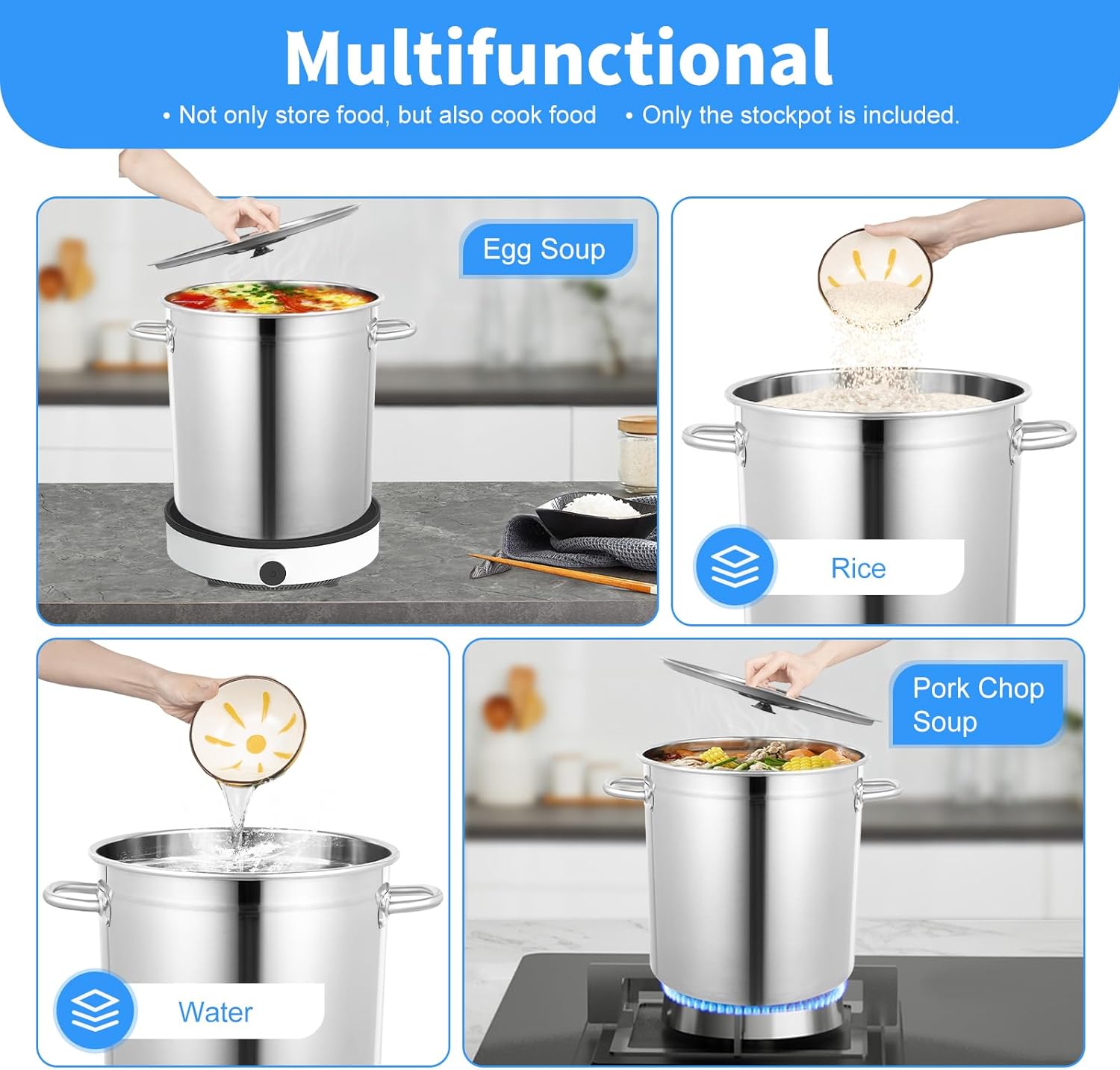30 Quart Stainless Steel Stockpot with Lid Y51372