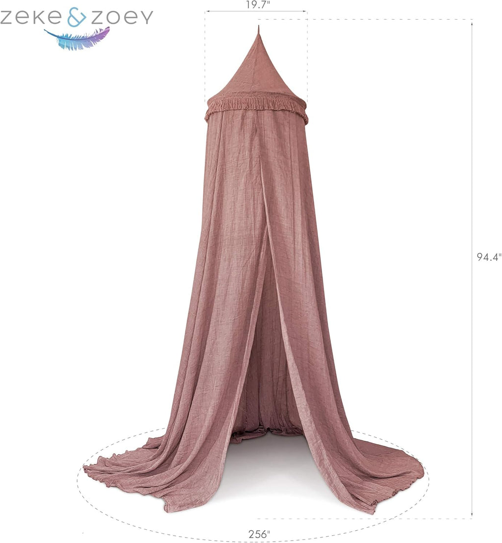 Zeke and Zoey Hanging Princess Canopy for Girls Bed with Tassels B6000