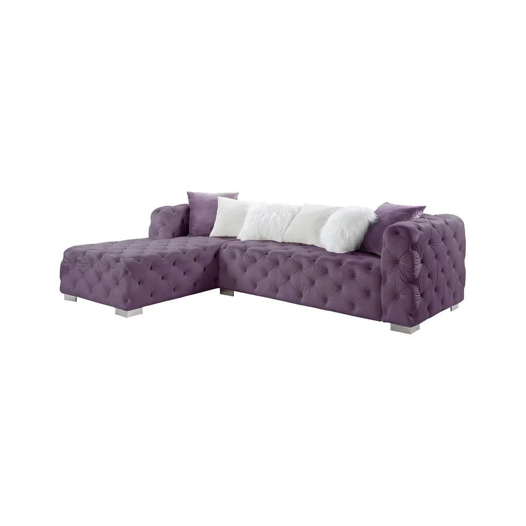 Acme Qokmis Purple Velvet Sectional Sofa O404363