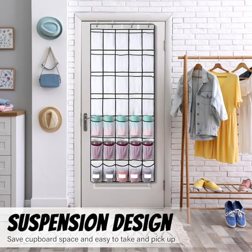 Over the Door Water Bottle Organizer with Elastic Strap Mesh Bag (White) V93124