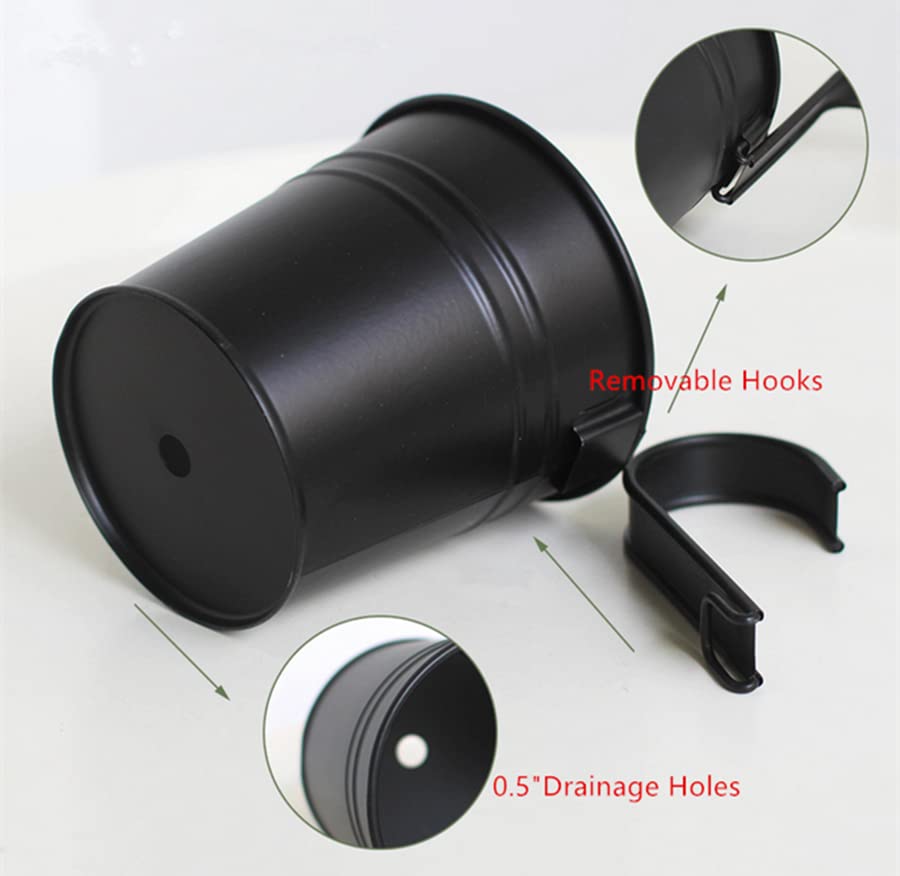 Hanging Flower Pots for Indoor Outdoor Plants with Hooks 5 Pack Black k7m
