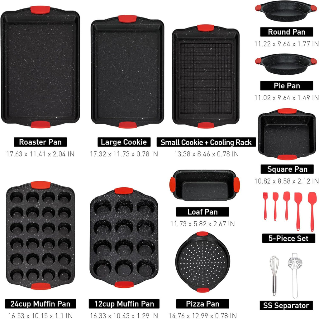 MAISON ARTS 18-Piece Nonstick Carbon Steel Baking Pans Set, Oven Safe, Stackable Q781408