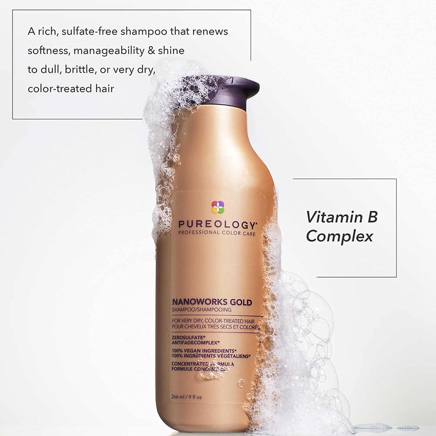 Pureology Nanoworks Gold Shampoo for Very Dry Color-Treated Hair, Sulfate-Free R83131