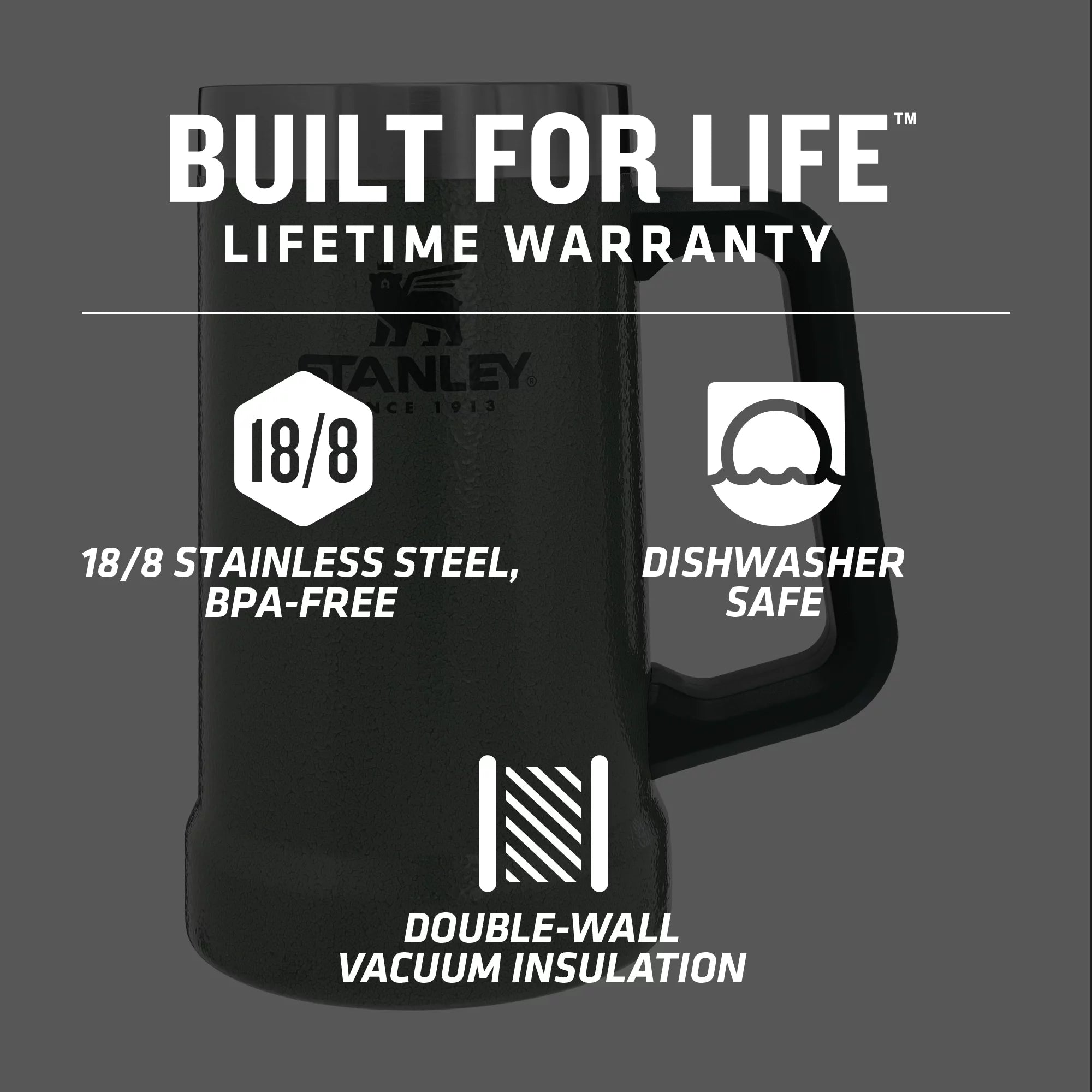 Stanley Vacuum Insulated Stainless Steel Beer Mug, 24 oz G10174