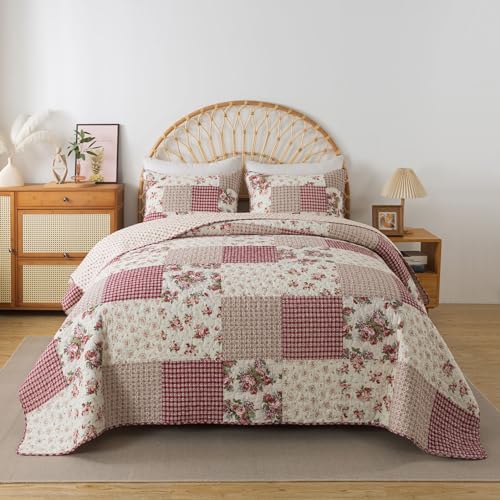 SLPR Walk in The Cotswolds Patchwork Cotton Quilt Set Queen with 2 Shams X251