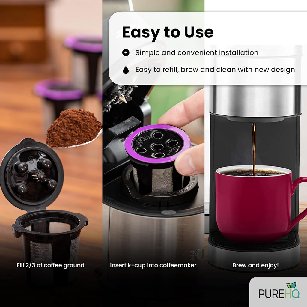 4 Reusable K Cups for Keurig Supreme, K Supreme Plus, K Slim, Keurig Classic by PureHQ D6114