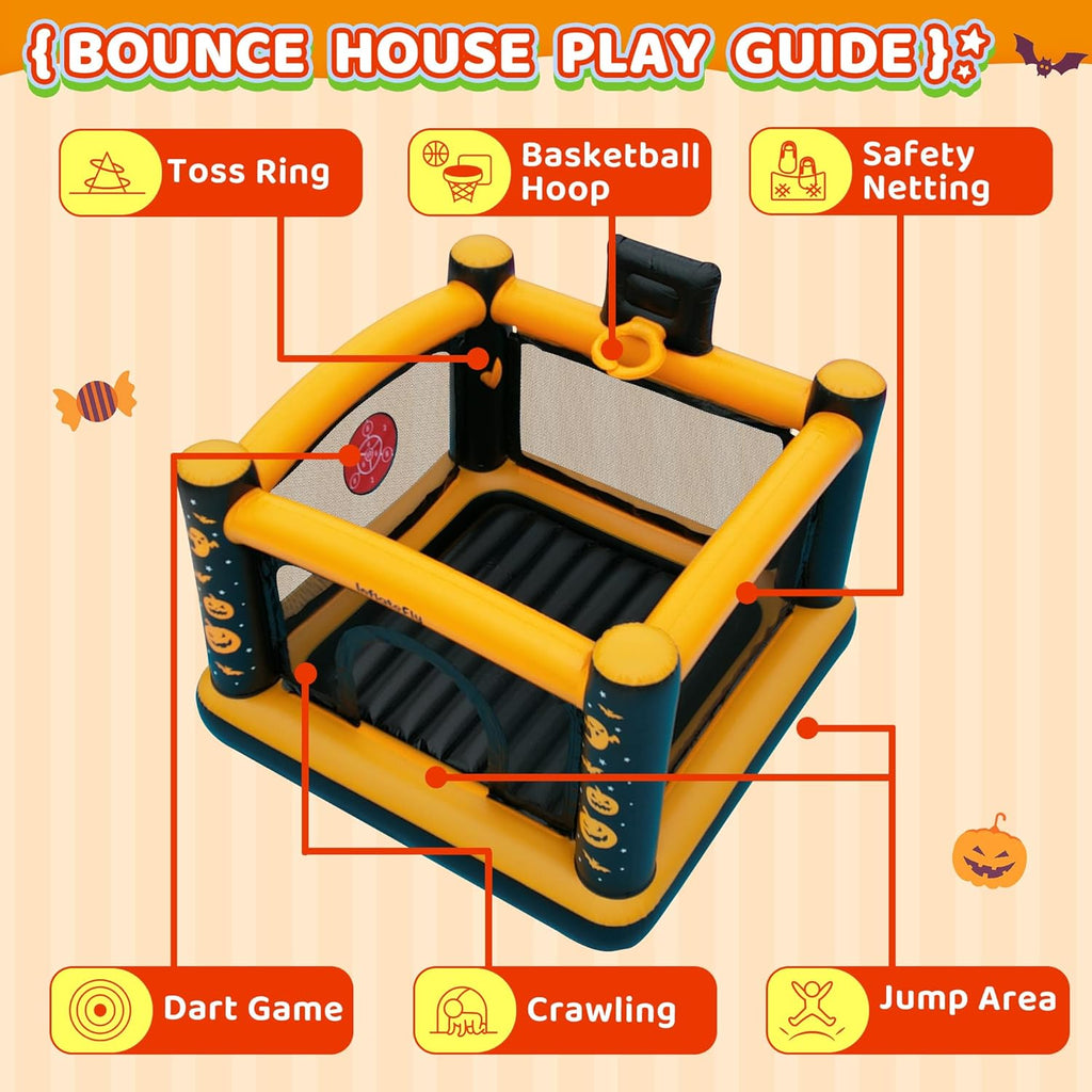 Inflatable Bounce House for Toddlers with Ball Pit and Basketball Hoop U4555