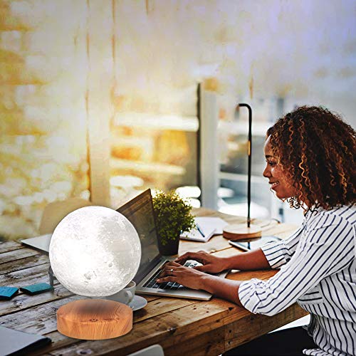 VGAzer Levitating Moon Lamp, Floating and Spinning LED Light, 3 Colors, Room Decor Q829