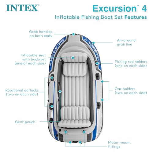 INTEX Excursion Inflatable Boat with Oars and High-Output Pump A61247