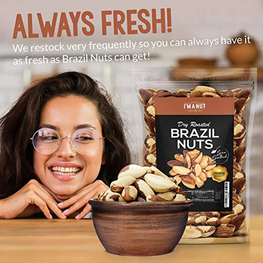Dry Roasted Brazil Nuts Sea Salted, No Oil, Non GMO, Kosher 32 oz F897