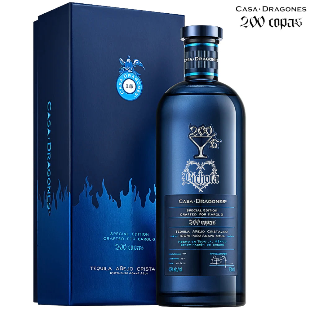 Casa Dragones X Karol G '200 Copas' Cristalino Tequila W/ Engraved Bichota Logo - Nestor Liquor