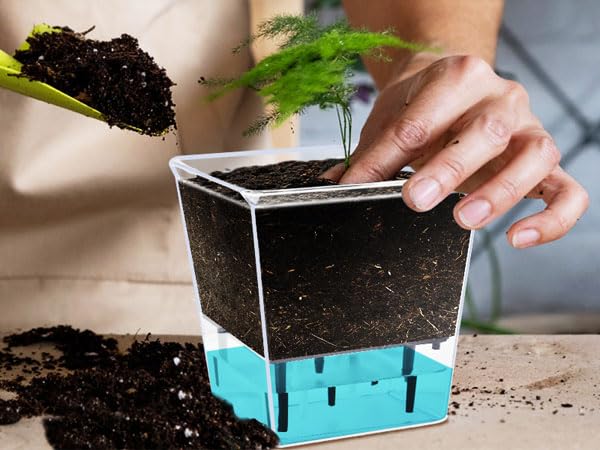 Self Watering Pots for Indoor Plants, 3 Pack with Reservoir a7