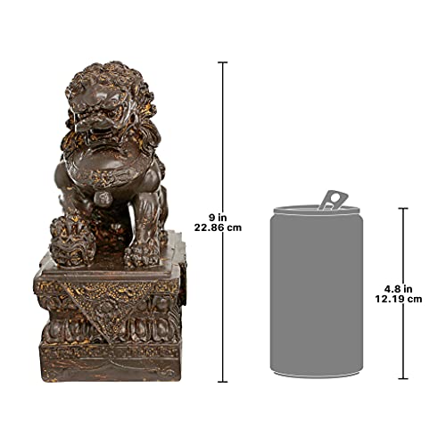 Chinese Guardian Lion Foo Dog Statues Set of Two 9 Inch Bronze Finish k7