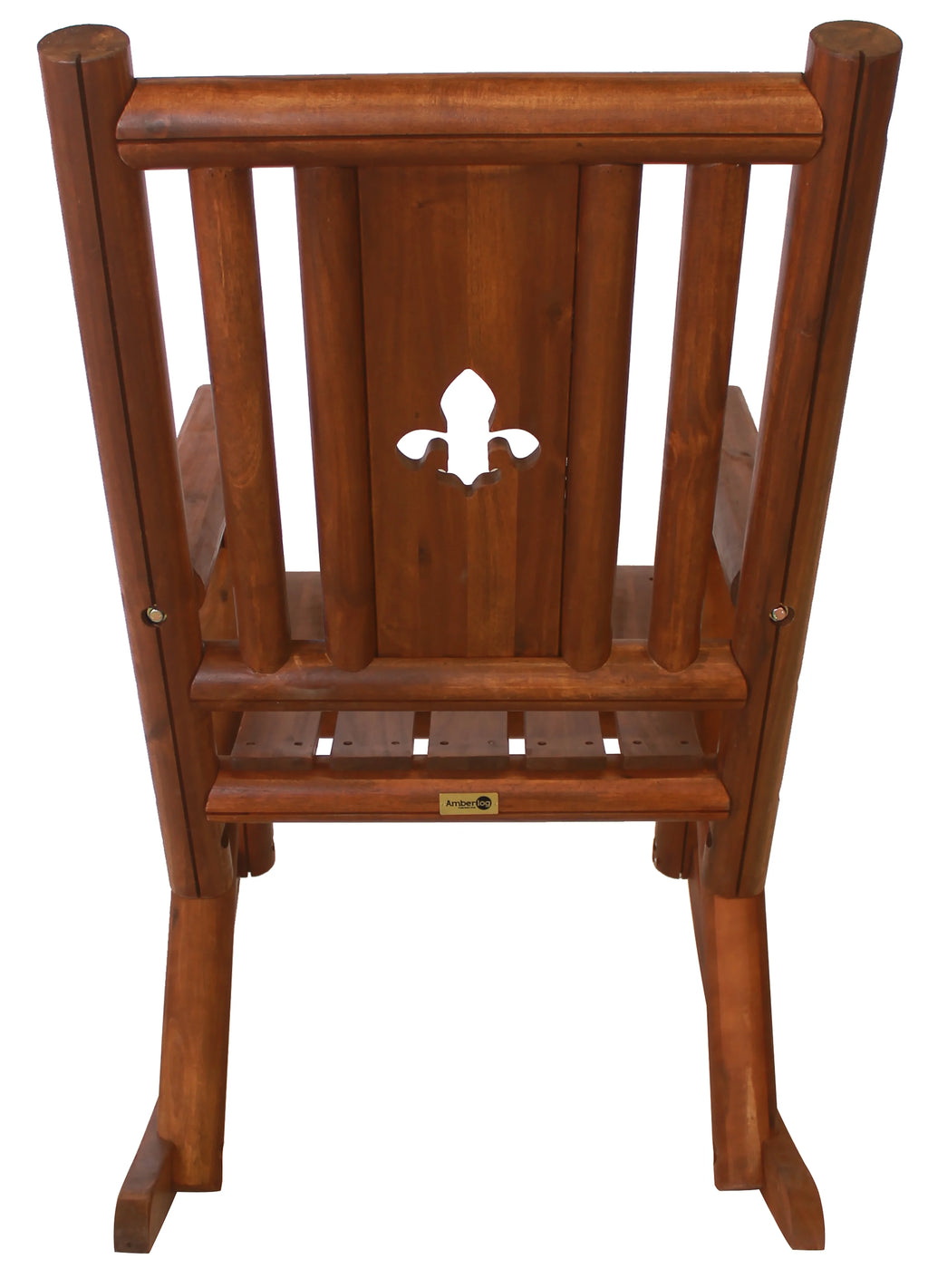 Leigh Country TX 36003 Amber-Log Fleur-De-Lis Wood Patio Rocking Chair, Brown G830203