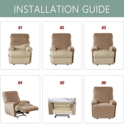 Recliner Chair Slipcover 4-Piece Stretch Soft with Side Pocket I990515