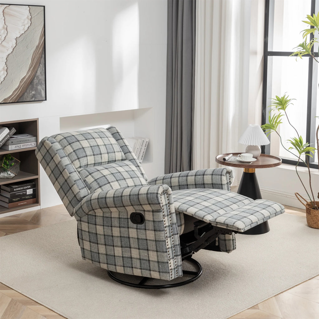 Swivel Rocker Recliner Chair with Padded Seat, Green E134