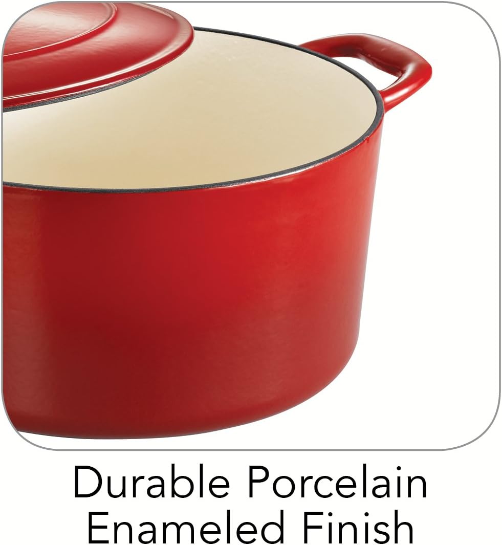 Tramontina Covered Round Dutch Oven Enameled Cast Iron 6.5-Quart, Red F51374