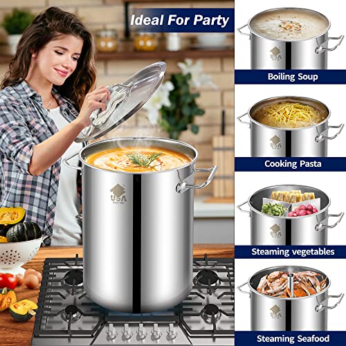 ARC 32QT Stainless Steel Stock Pot 6-Piece with Basket and Steamer Rack L393867