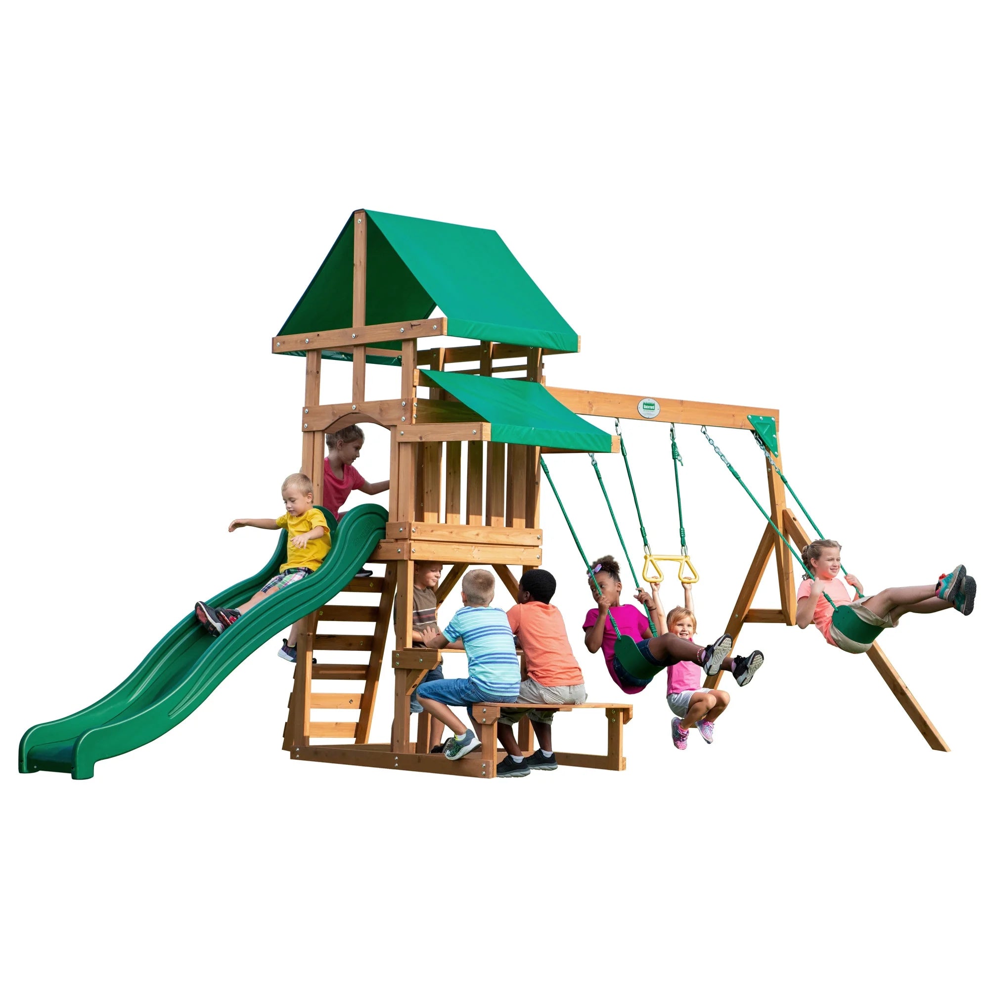 Cedar Wood Playset Swing Set k7