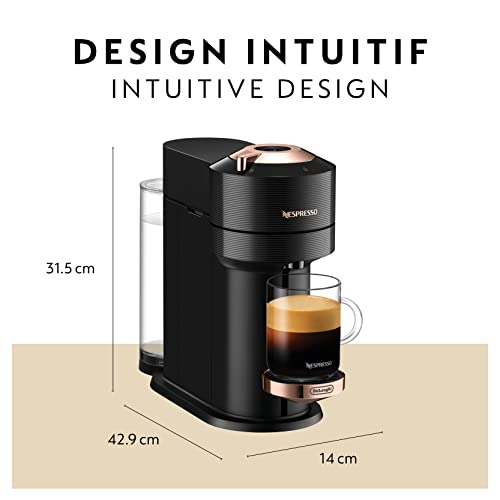 Nespresso Vertuo Next Coffee and Espresso Machine by De'Longhi, Black with Rose Gold M7869
