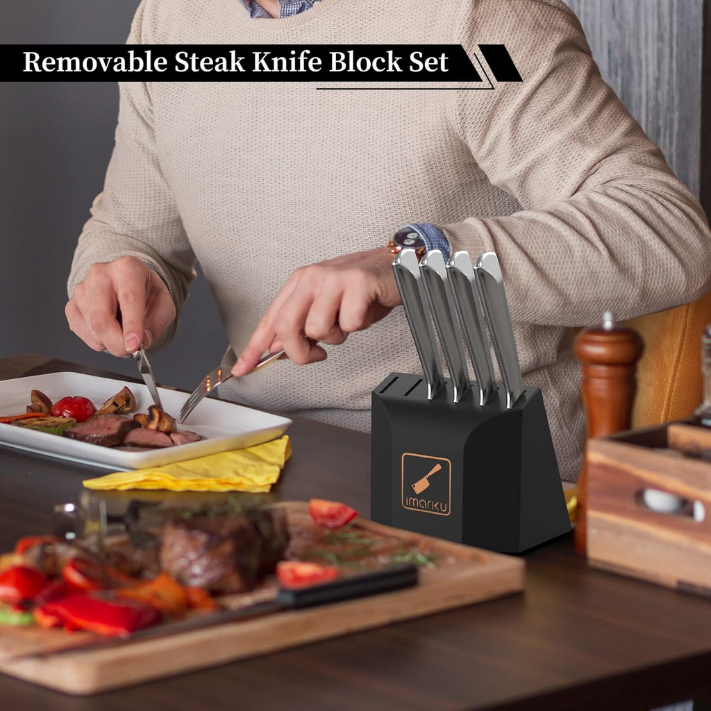 imarku 16 Pcs Kitchen Knife Set with Block, Stainless Steel, Dishwasher Safe Y674