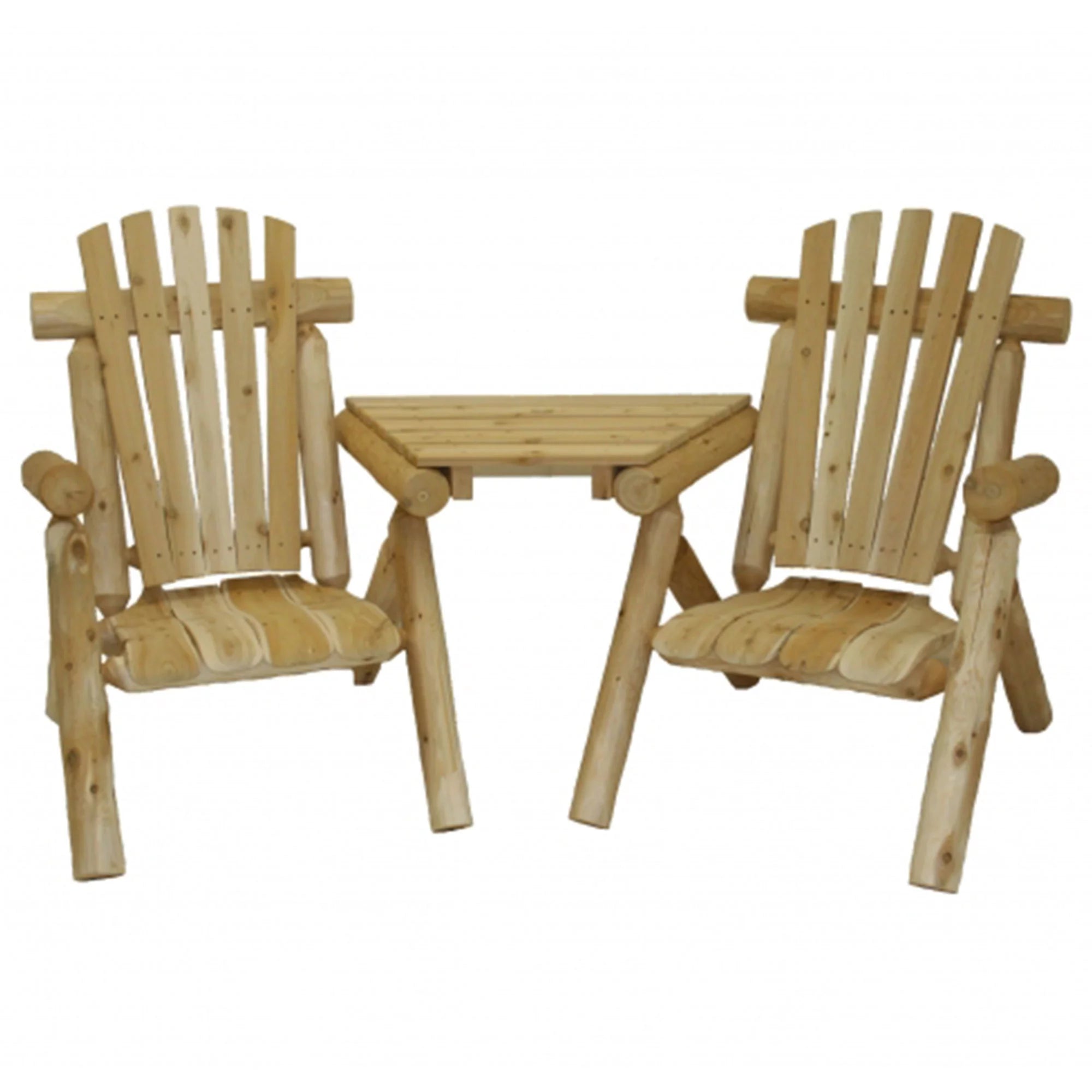 Lakeland Mills Rustic Patio White Cedar Log Tete Chairs, Natural B170