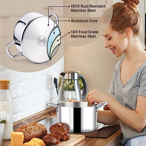 LIANYU 12QT 18/10 Stainless Steel Stock Pot with Lid V7290