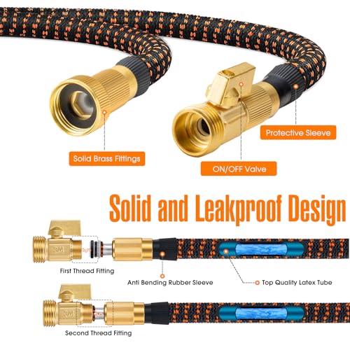 Expandable Garden Hose 50ft with Spray Nozzle Brass Connectors k7