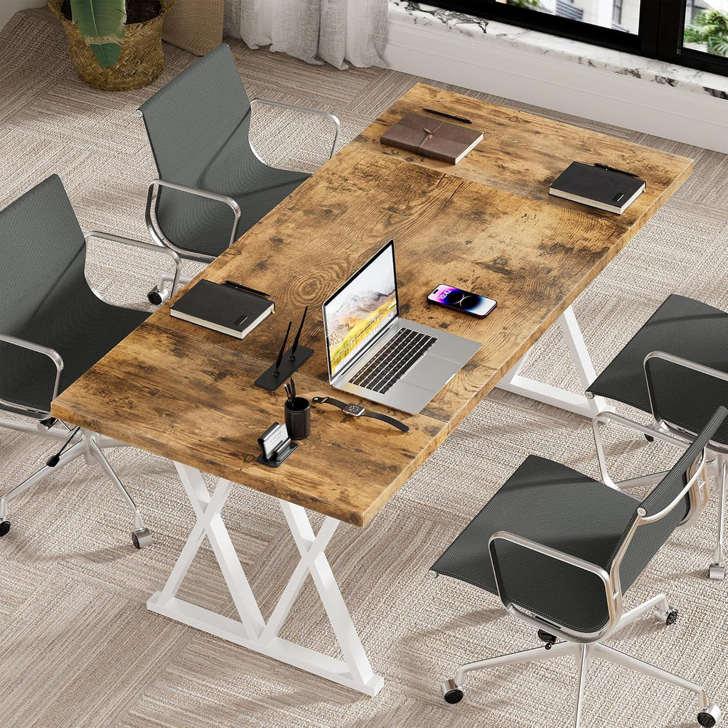 70.8" Home Office Computer Desk with X-Shaped Metal Legs B139350