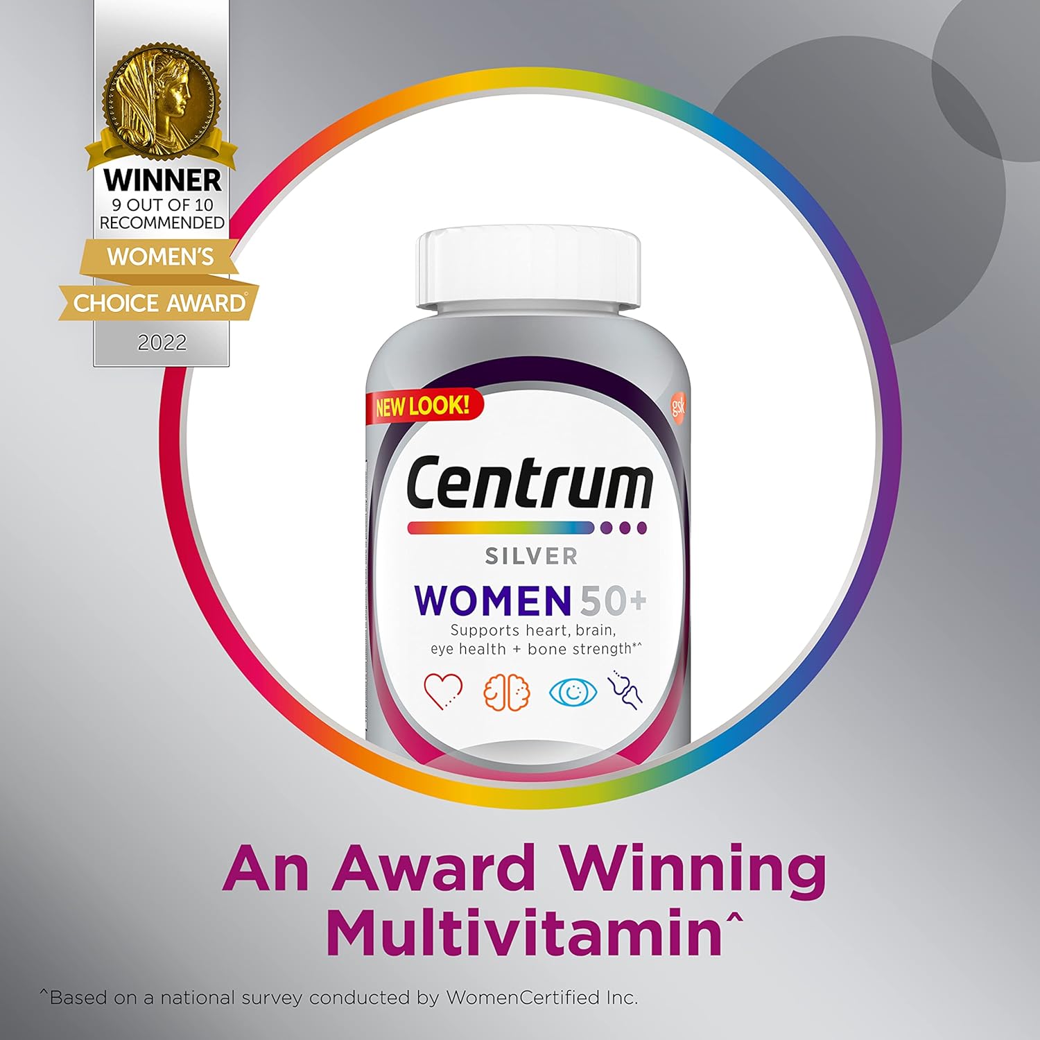 Centrum Silver Women's Multivitamin 50 Plus, Vitamin D3 & B Vitamins, 200 Count k7