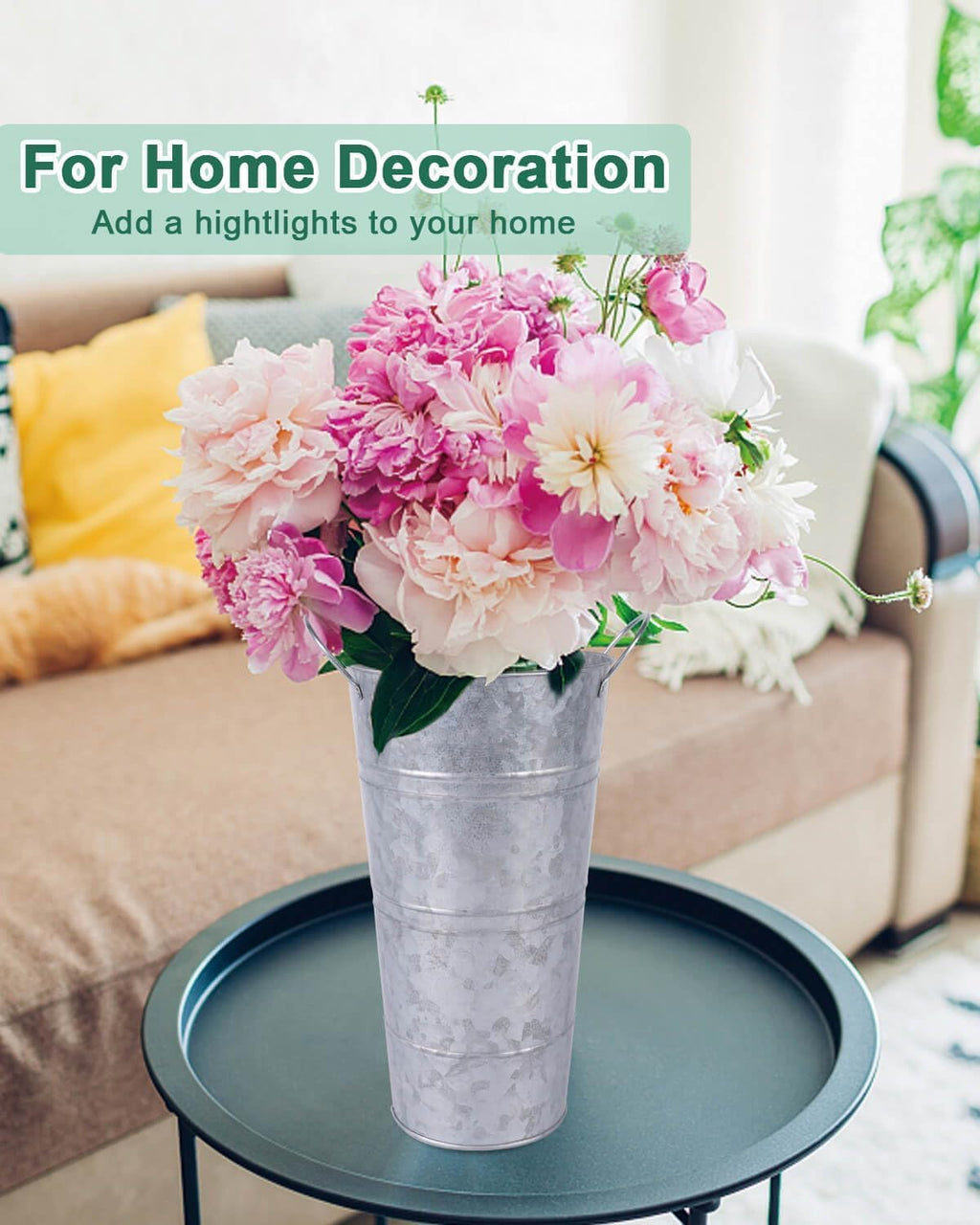 Galvanized Metal Vases with Handles for Flowers k7m