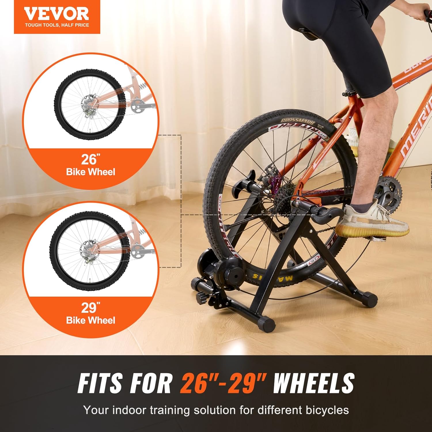 VEVOR Bike Trainer Stand, Magnetic, 8 Resistance Levels, for 26"-29" Wheels T106