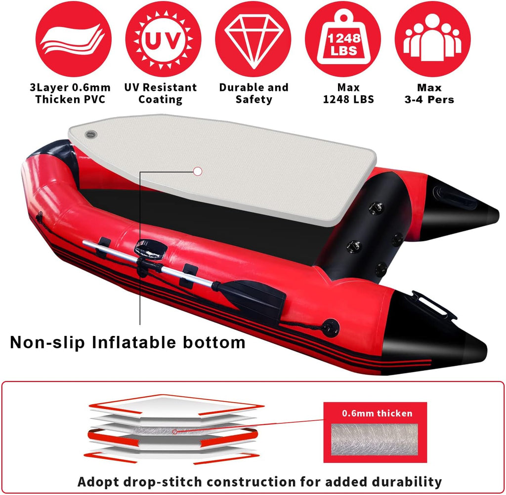 10 ft Inflatable Dinghy Boat for 4 Persons with Paddles, Pump & Carry Bag X902
