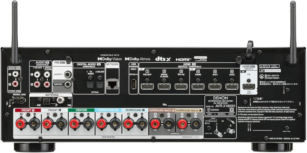 Denon AVR-X1800H 7.2 Channel AV Receiver with HEOS, WiFi, and Bluetooth K386