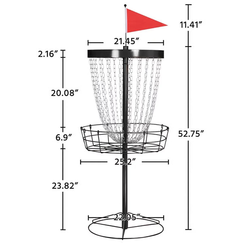 SmileMart 24-Chain Disc Golf Goal with Carrying Bag and 3 Discs, Black Z67541