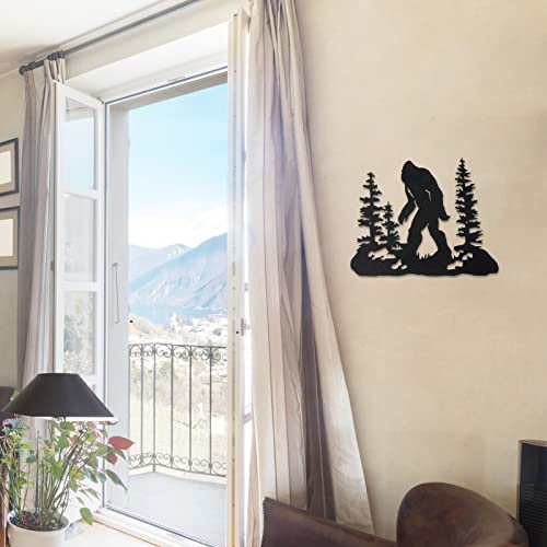Bigfoot Yard Statue Metal Wall Decor Black 7k