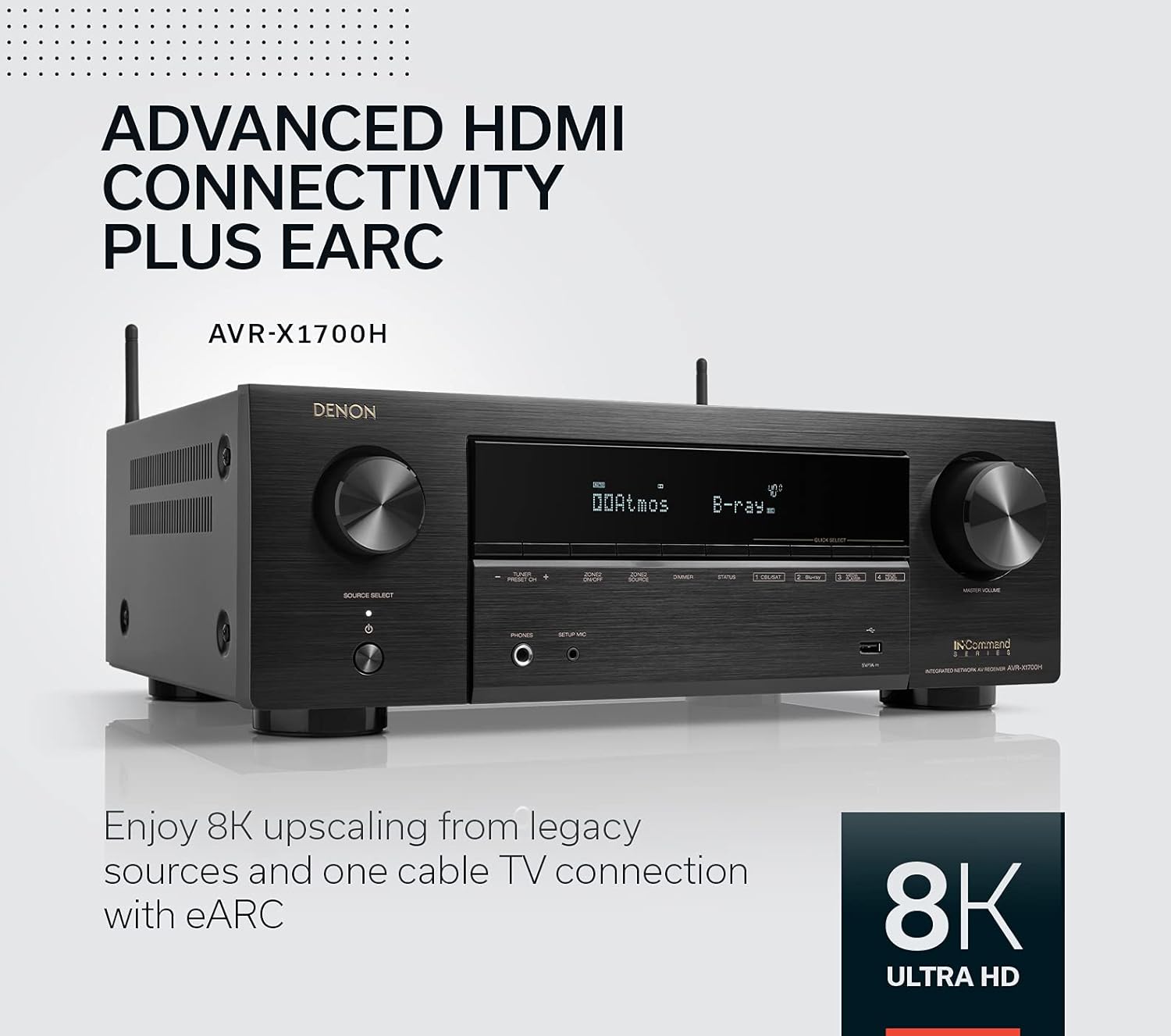 Denon AVR-X1700H 7.2 Channel AV Receiver with 8K HDMI and Dolby Atmos Y325401